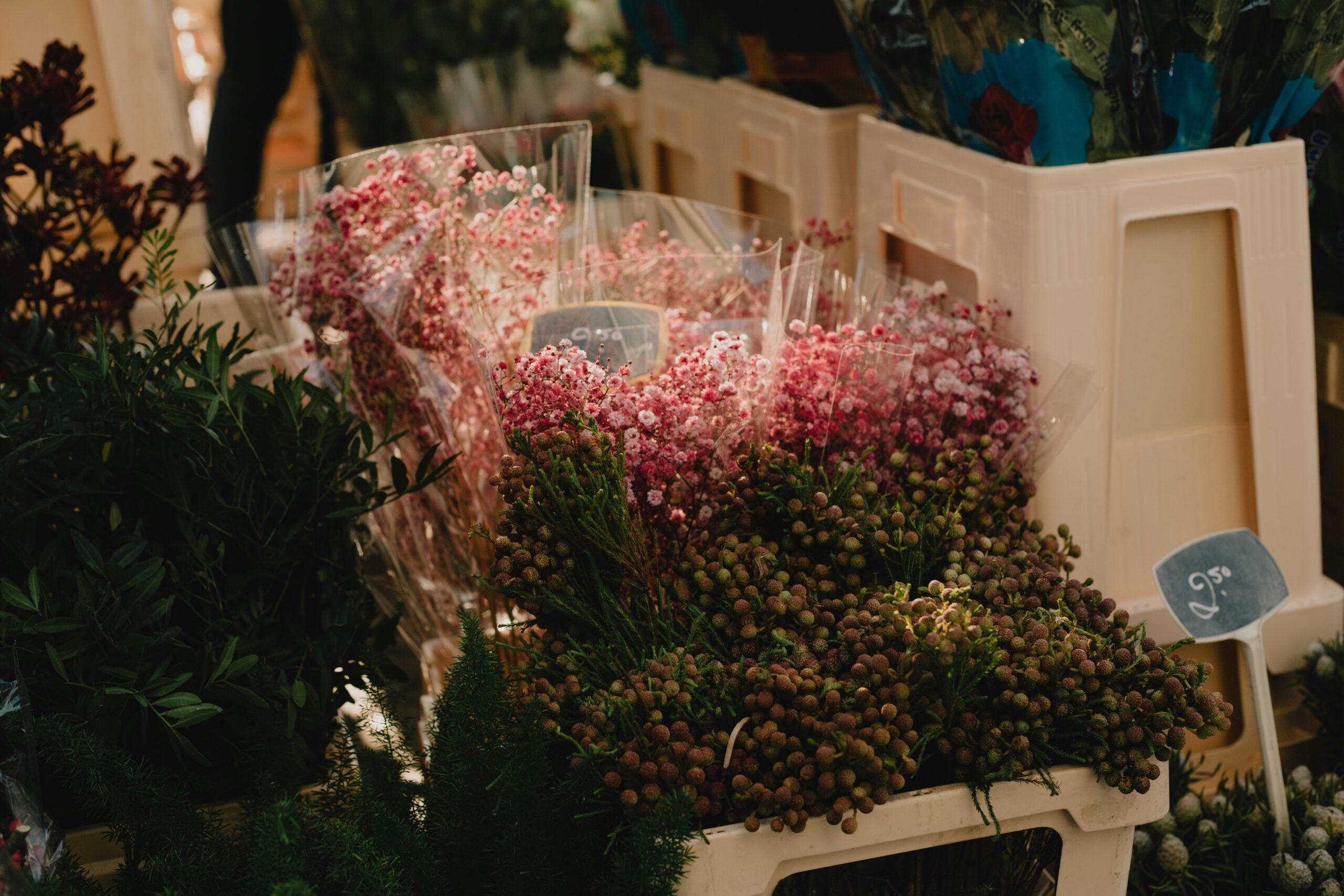 A bouquet of organic fall flowers used in skincare