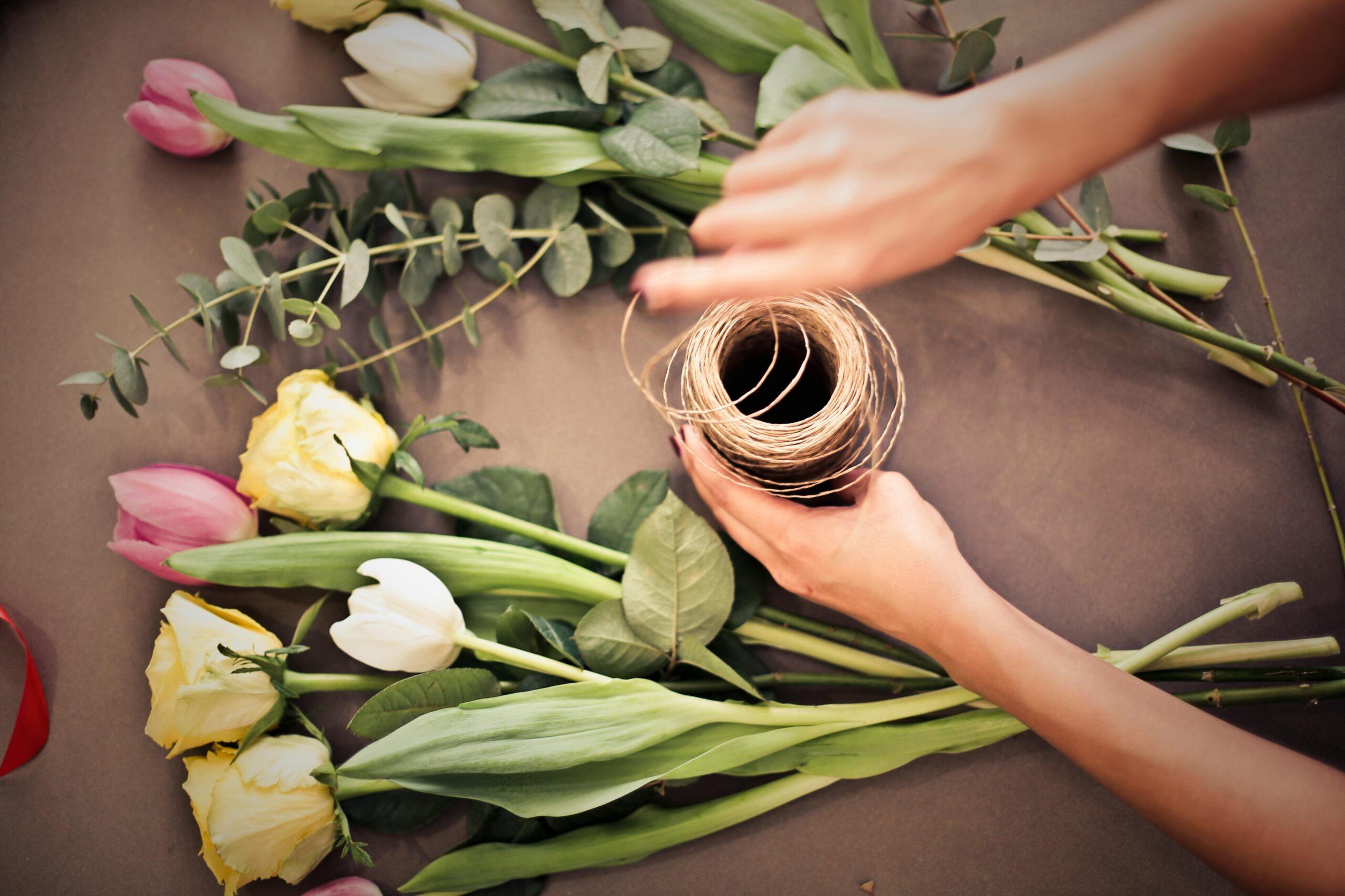 DIY floral face mask preparation with spring flowers