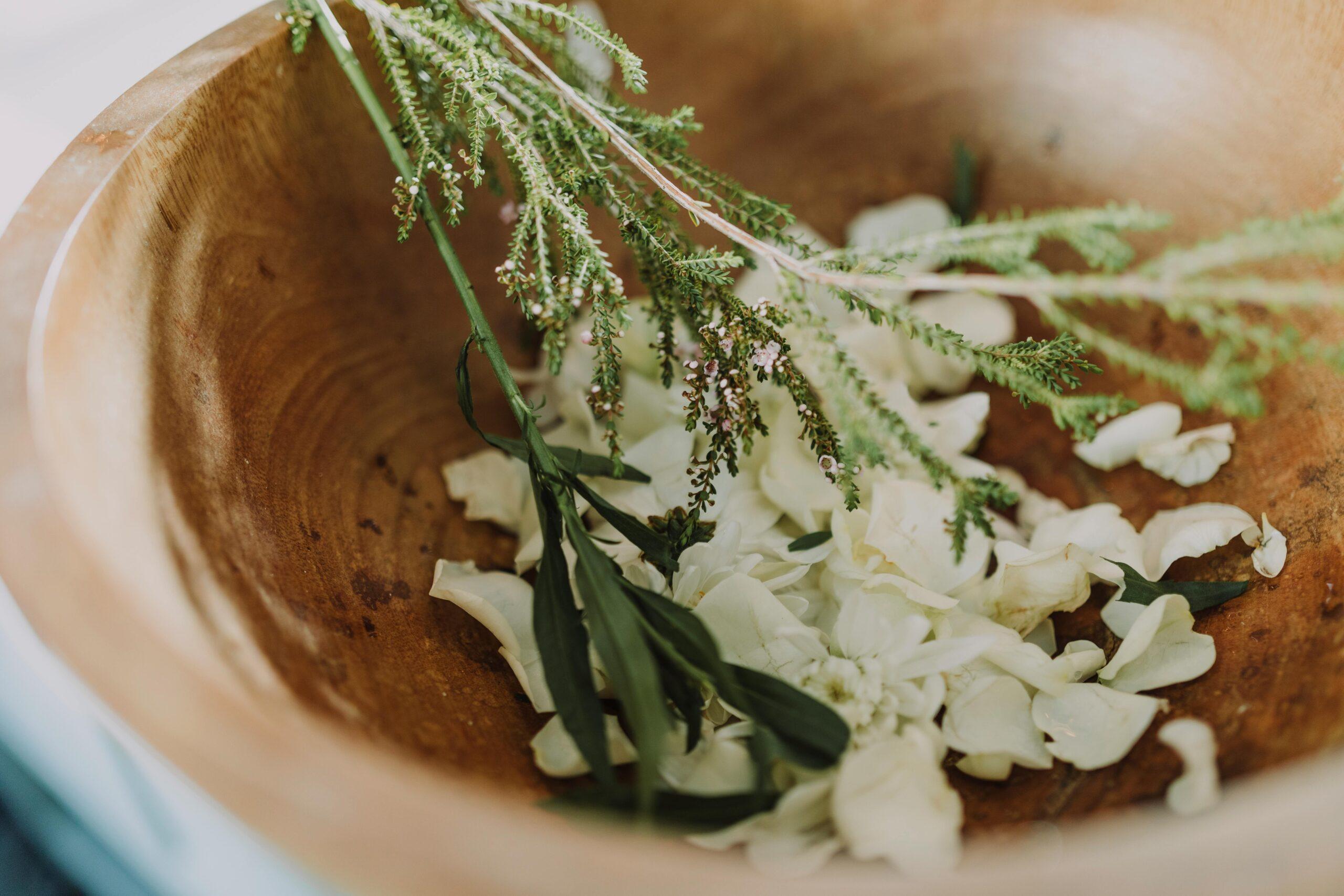 Organic flowers used in skincare routine