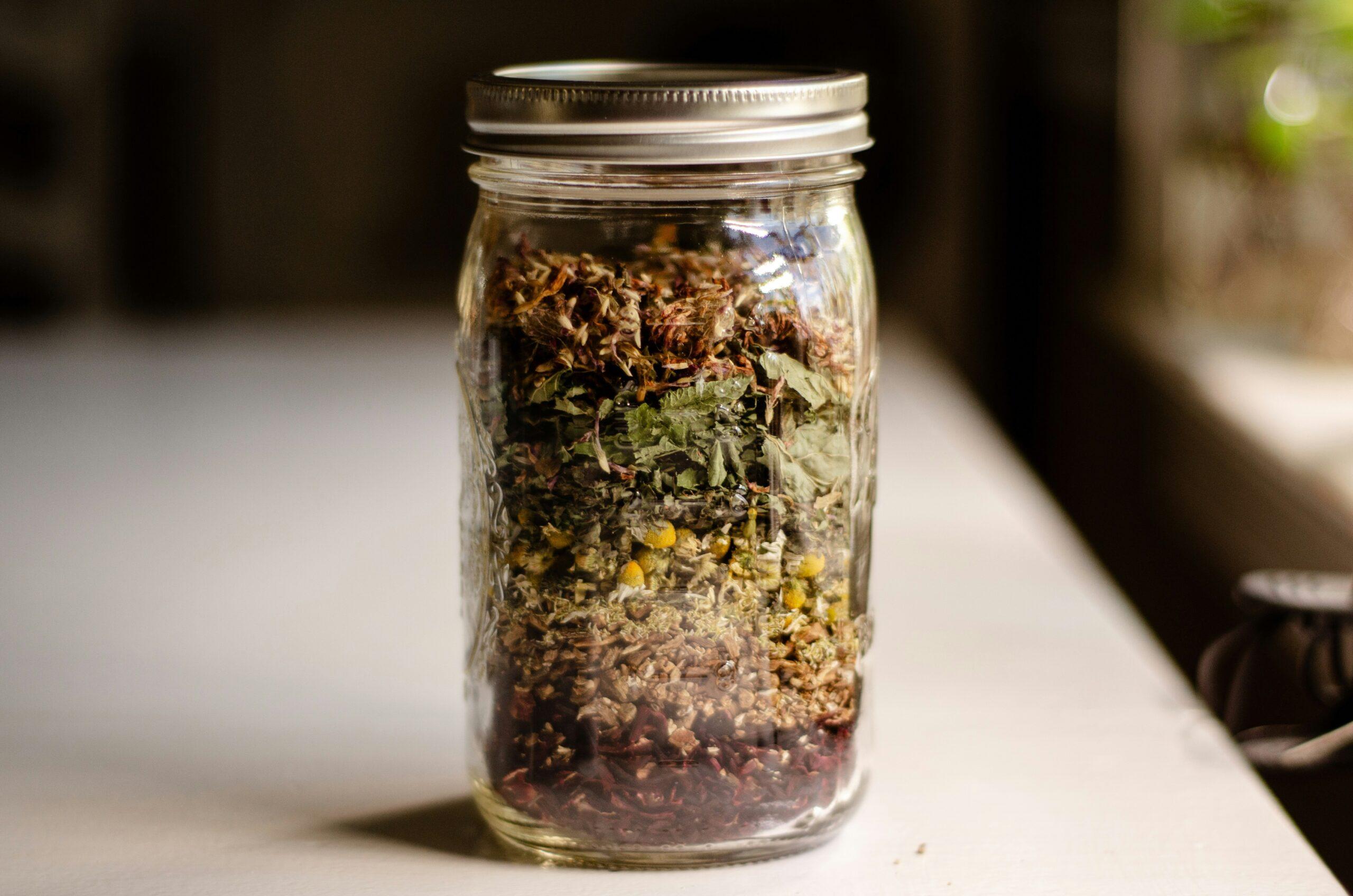 Photo of beautifully packaged lavender-infused bath salts in glass jars