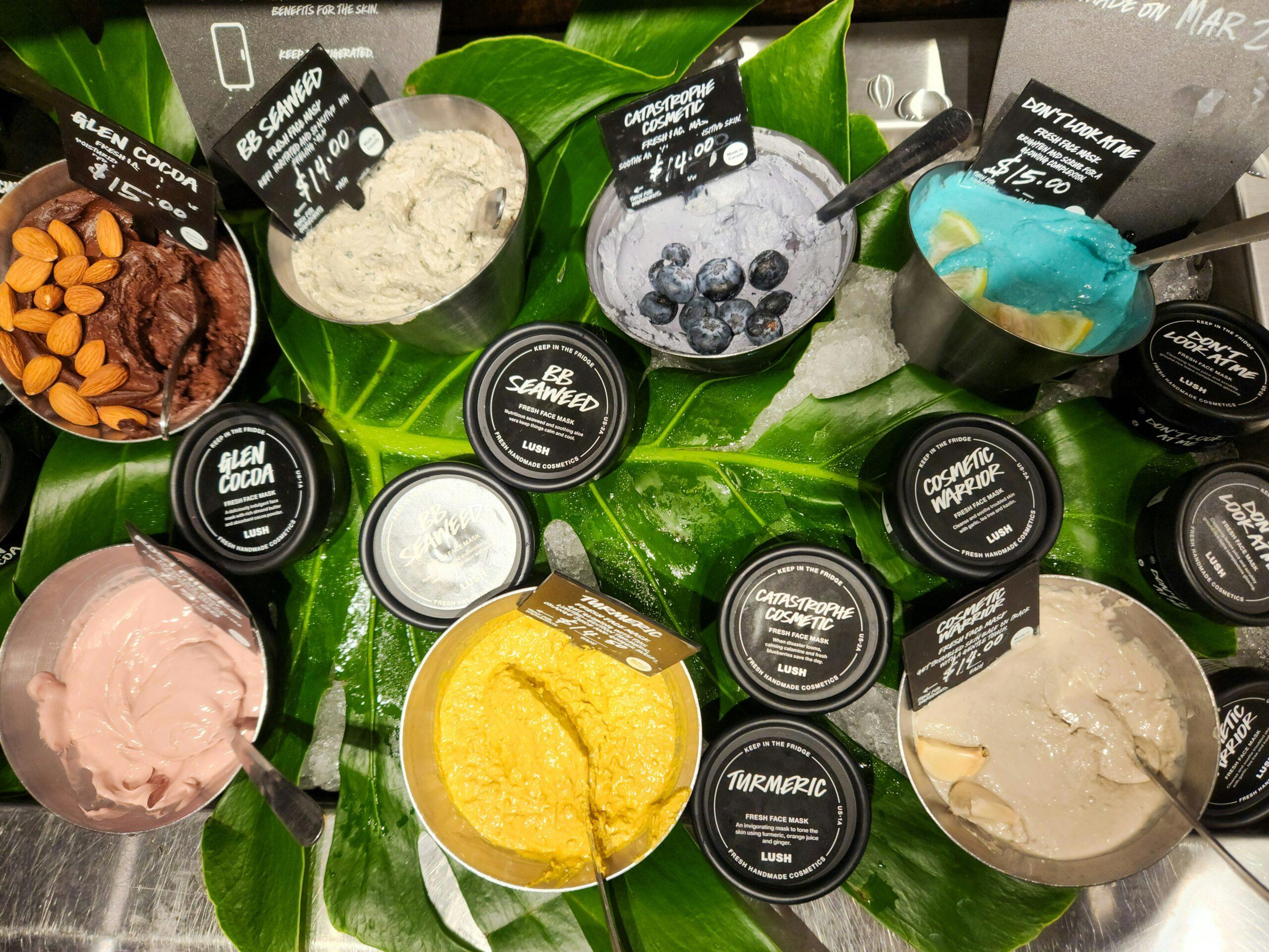 Graphic comparing synthetic skincare ingredients versus local flower-based ones.